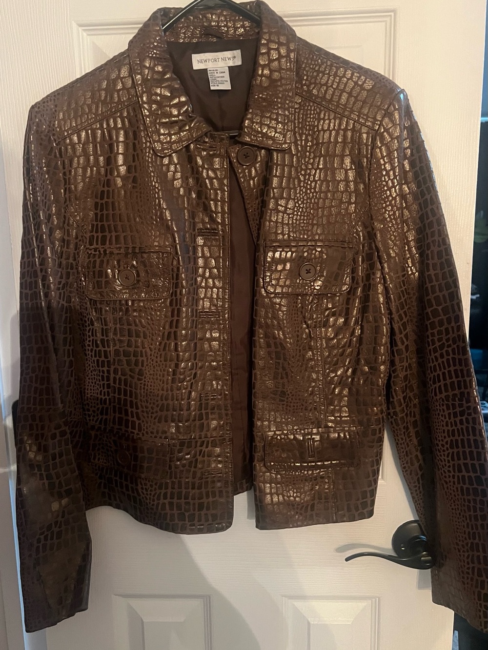 Newport News Brown Croc-Embossed Leather Jacket